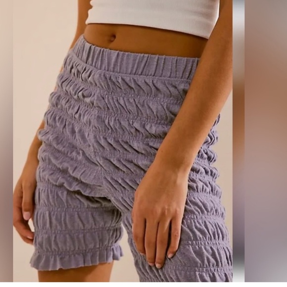 Free People Pants - Free People Beach Jude Biker Shorts Smocked Ruffle Hem Linen Blend